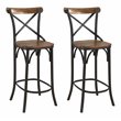Pemberly Row Solid Wood Bar Stools (Set of 2) in Brown/Black