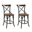 Pemberly Row Solid Wood Counter Stools (Set of 2) in Brown/Black