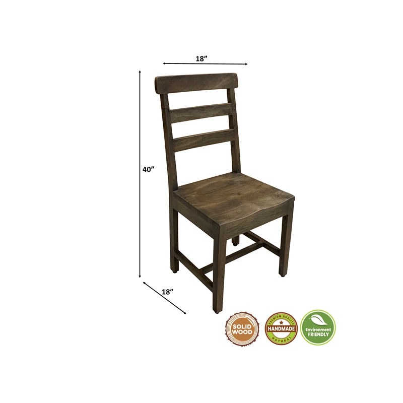 Pemberly Row Solid Wood Dining Chairs (Set of 2) in Dark Brown