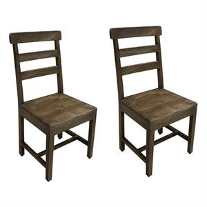 Pemberly Row Solid Wood Dining Chairs (Set of 2) in Dark Brown