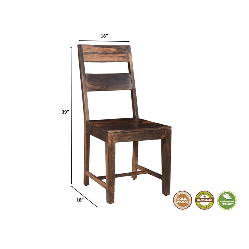 Pemberly Row Solid Wood Dining Chairs (Set of 2) in Dark Brown