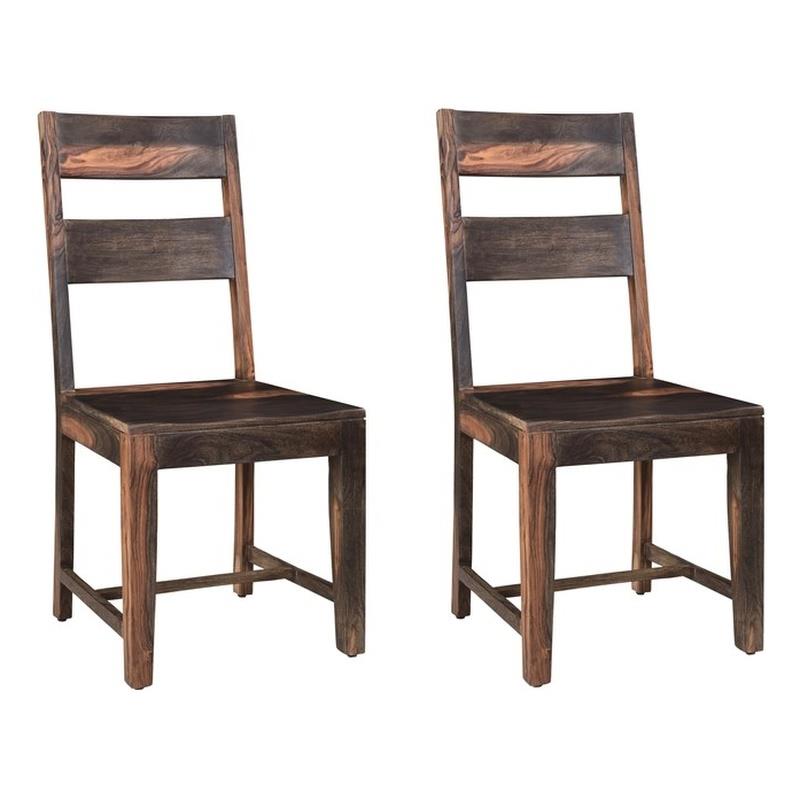 Pemberly Row Solid Wood Dining Chairs (Set of 2) in Dark Brown