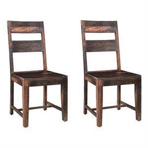 Pemberly Row Solid Wood Dining Chairs (Set of 2) in Dark Brown