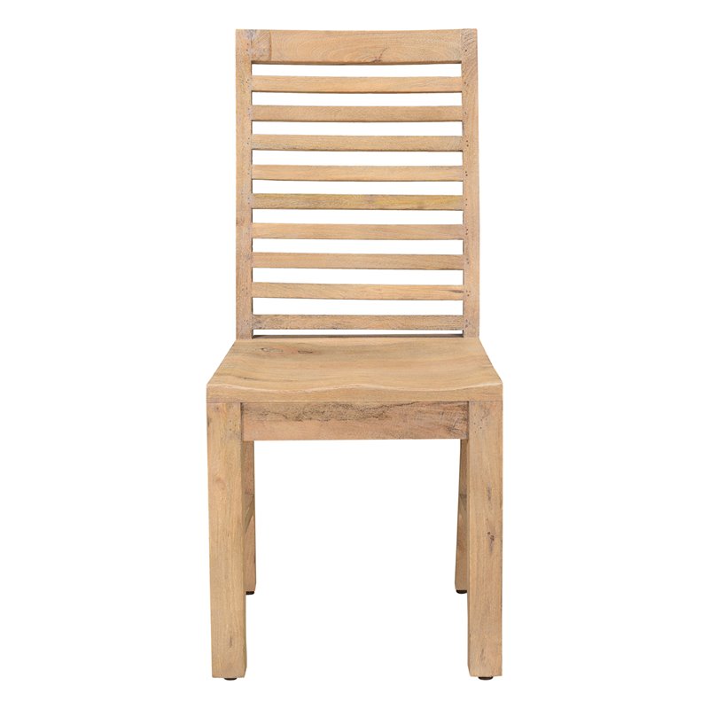 Pemberly Row Farmhouse Solid Wood Dining Chairs in Brown (Set of 2)