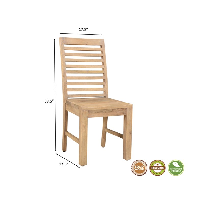 Pemberly Row Farmhouse Solid Wood Dining Chairs in Brown (Set of 2)