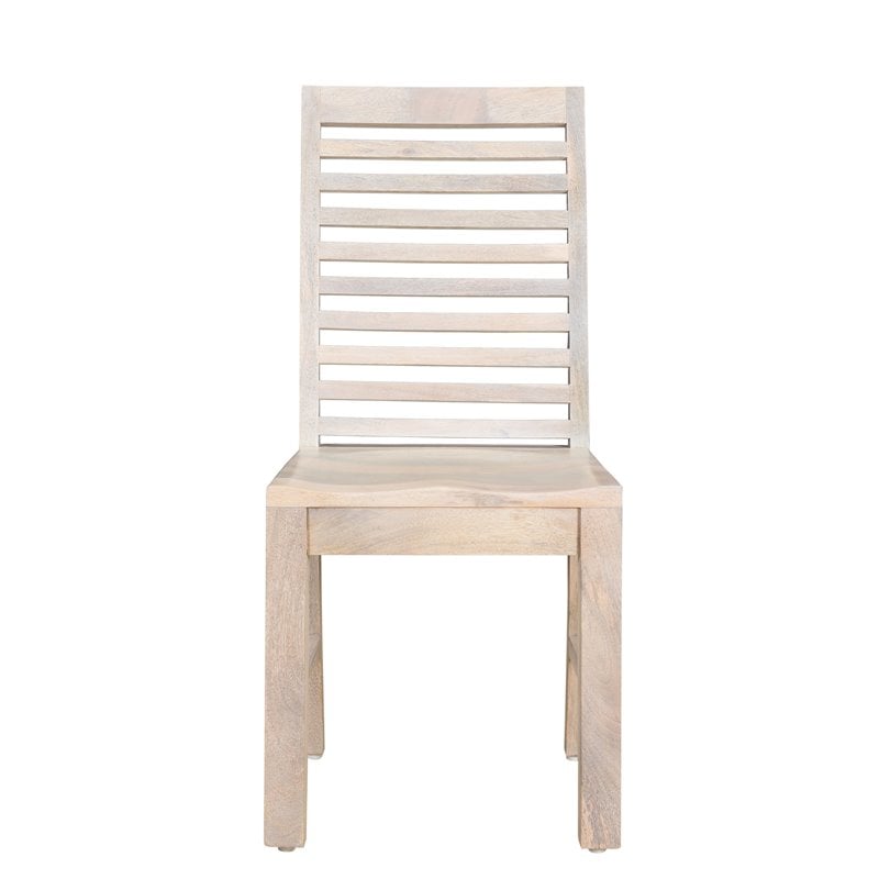 Pemberly Row Farmhouse Solid Wood Dining Chairs in White (Set of 2)