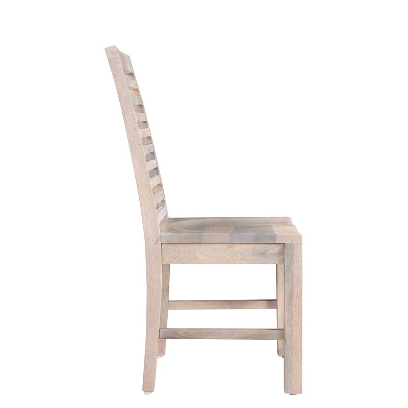 Pemberly Row Farmhouse Solid Wood Dining Chairs in White (Set of 2)