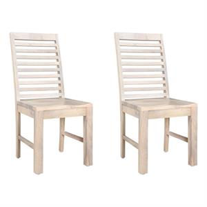 Pemberly Row Farmhouse Solid Wood Dining Chairs in White (Set of 2)