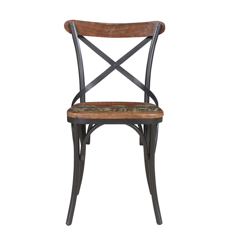 Pemberly Row Solid Wood Dining Chairs (Set of 2) in Brown/Black