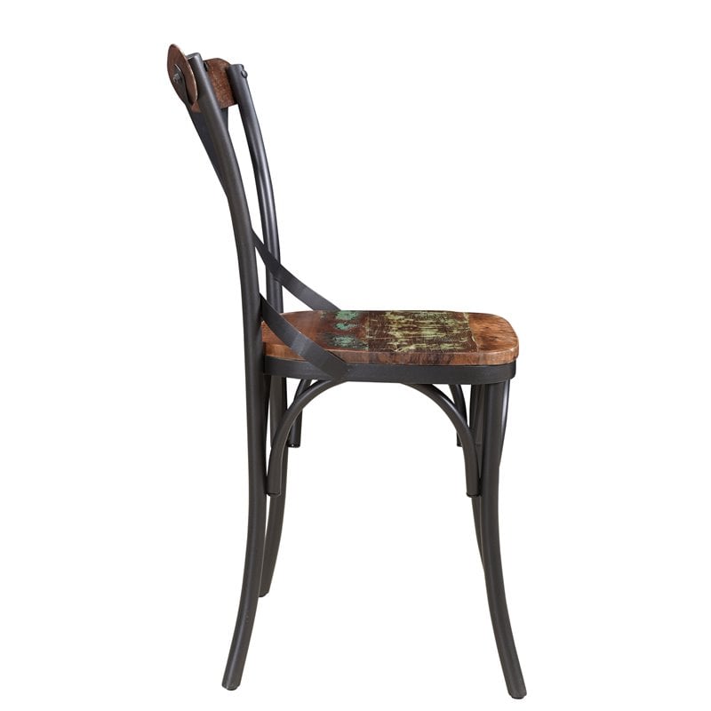Pemberly Row Solid Wood Dining Chairs (Set of 2) in Brown/Black