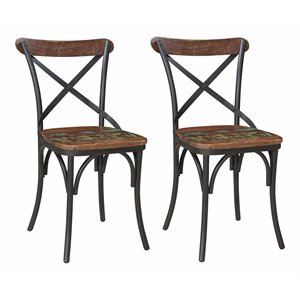 Pemberly Row Solid Wood Dining Chairs (Set of 2) in Brown/Black