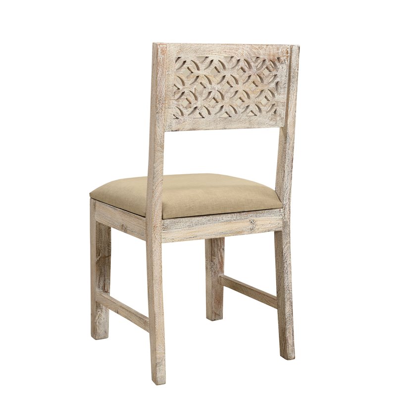 Pemberly Row Farmhouse Solid Wood Dining Chairs (Set of 2) in White