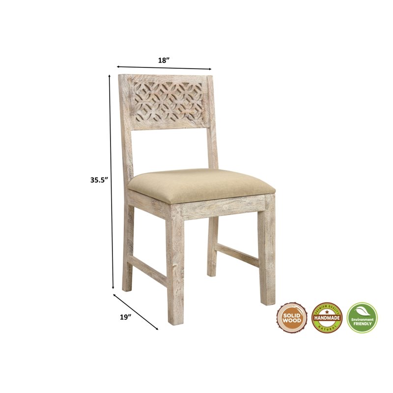 Pemberly Row Farmhouse Solid Wood Dining Chairs (Set of 2) in White