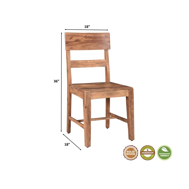 Pemberly Row Mid-Century Solid Wood Dining Chairs (Set of 2) in Brown