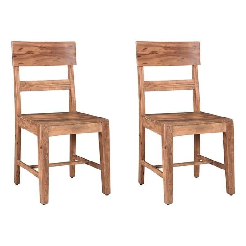 Pemberly Row Mid-Century Solid Wood Dining Chairs (Set of 2) in Brown
