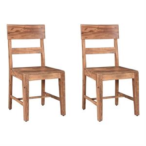 Pemberly Row Mid-Century Solid Wood Dining Chairs (Set of 2) in Brown