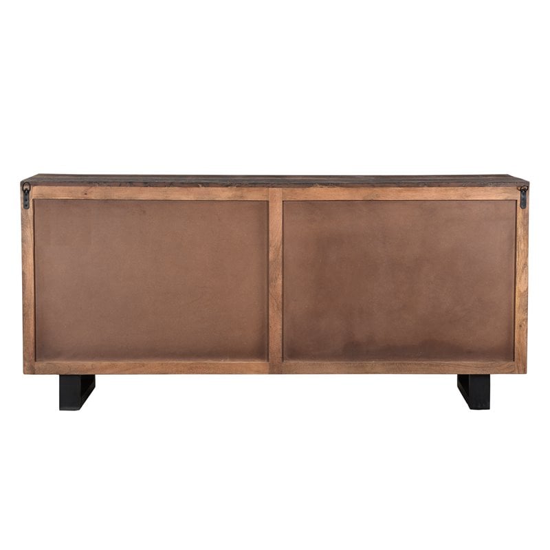 Pemberly Row 4-Door Solid Wood Sideboard in Dark Brown/Black