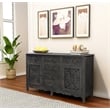 Pemberly Row 6-drawer 2-Door Carved Solid Wood Sideboard in Black