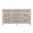Pemberly Row 6-drawer 2-Door Carved Solid Wood Sideboard in White