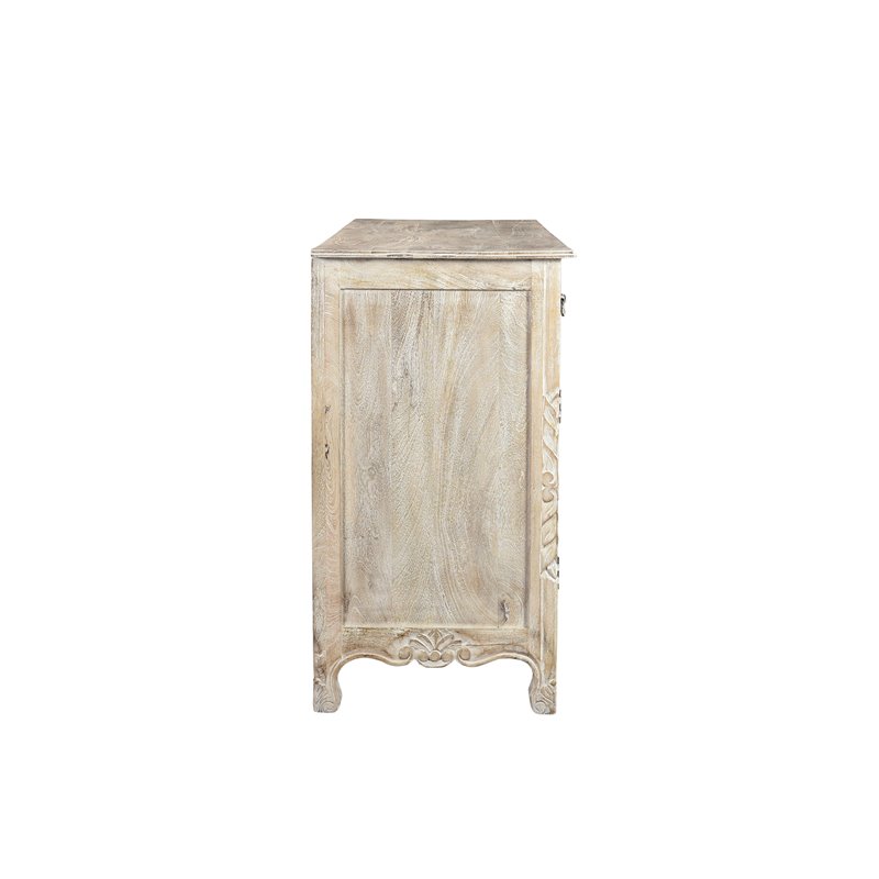 Pemberly Row 6-drawer 2-Door Carved Solid Wood Sideboard in White