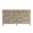 Pemberly Row 6-drawer 2-Door Carved Solid Wood Sideboard in Gray