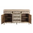 Pemberly Row 6-drawer 2-Door Carved Solid Wood Sideboard in Gray