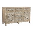 Pemberly Row 6-drawer 2-Door Carved Solid Wood Sideboard in Gray