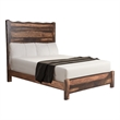Pemberly Row Live Edge Solid Wood Queen Panel Bed in Dark Brown
