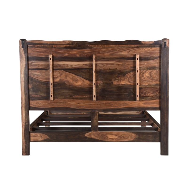 Pemberly Row Live Edge Solid Wood King Panel Bed in Dark Brown