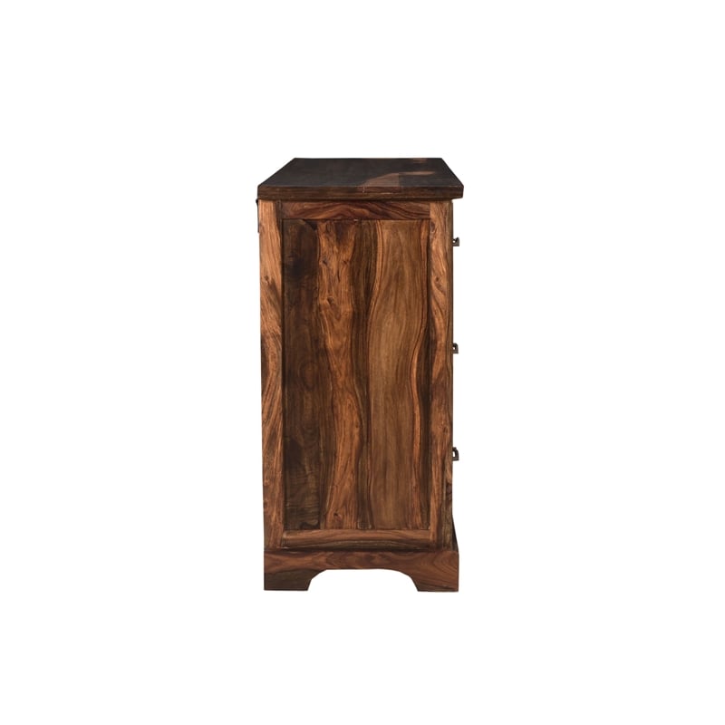 Pemberly Row 6-drawer Live Edge Solid Wood Dresser in Dark Brown