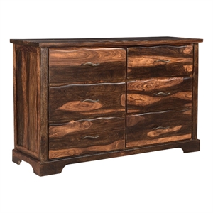 Pemberly Row 6-drawer Live Edge Solid Wood Dresser in Dark Brown