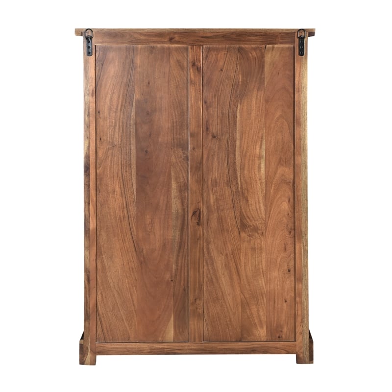Pemberly Row 5-drawer Live Edge Solid Wood Chest in Dark Brown