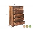 Pemberly Row 5-drawer Live Edge Solid Wood Chest in Dark Brown