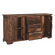 Pemberly Row 3-drawer 4-Door Live Edge Solid Wood Sideboard in Dark Brown