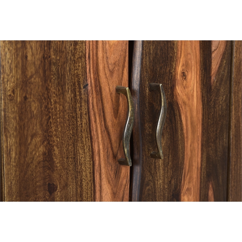 Pemberly Row 3-drawer 4-Door Live Edge Solid Wood Sideboard in Dark Brown