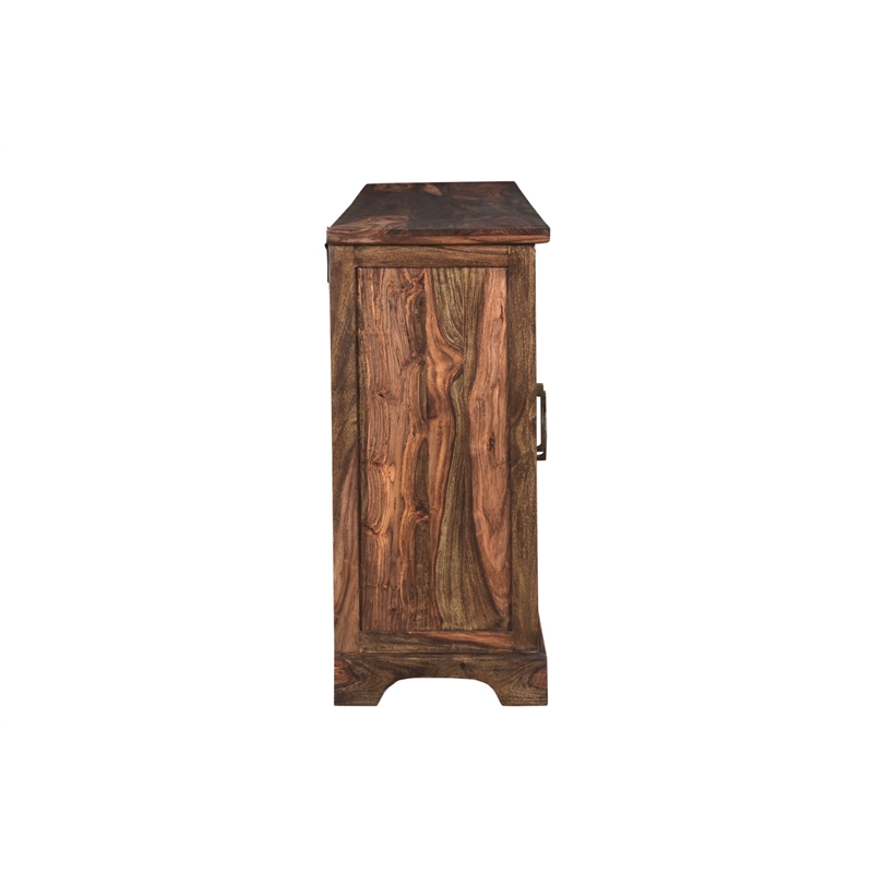 Pemberly Row 3-drawer 4-Door Live Edge Solid Wood Sideboard in Dark Brown