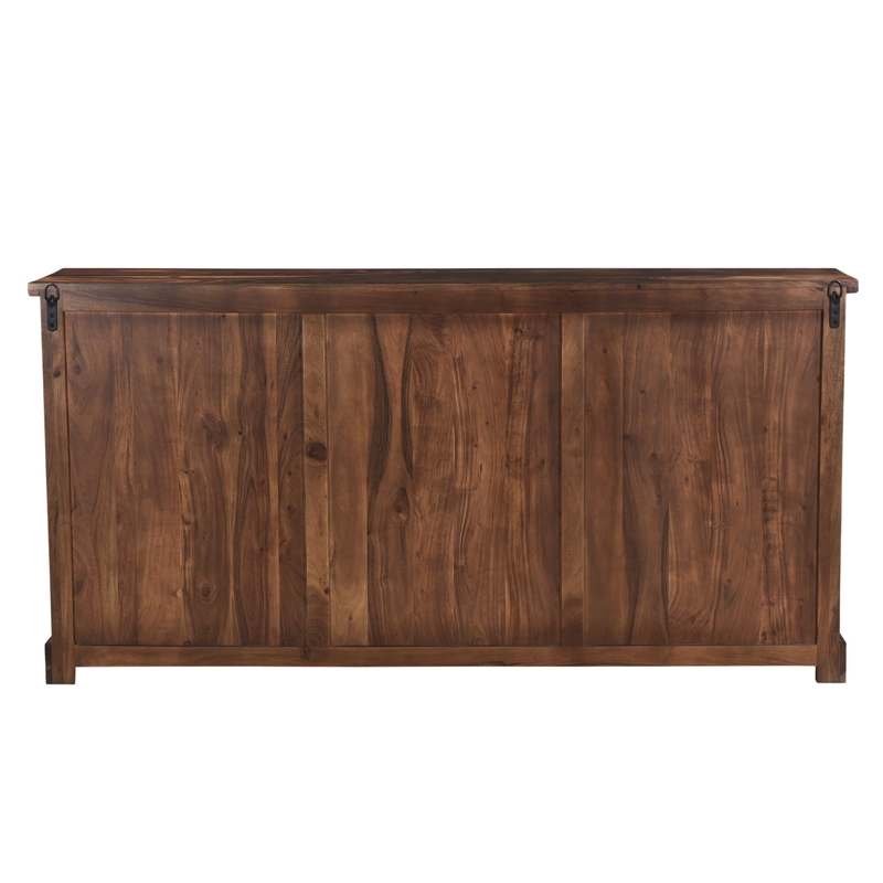 Pemberly Row 3-drawer 4-Door Live Edge Solid Wood Sideboard in Dark Brown