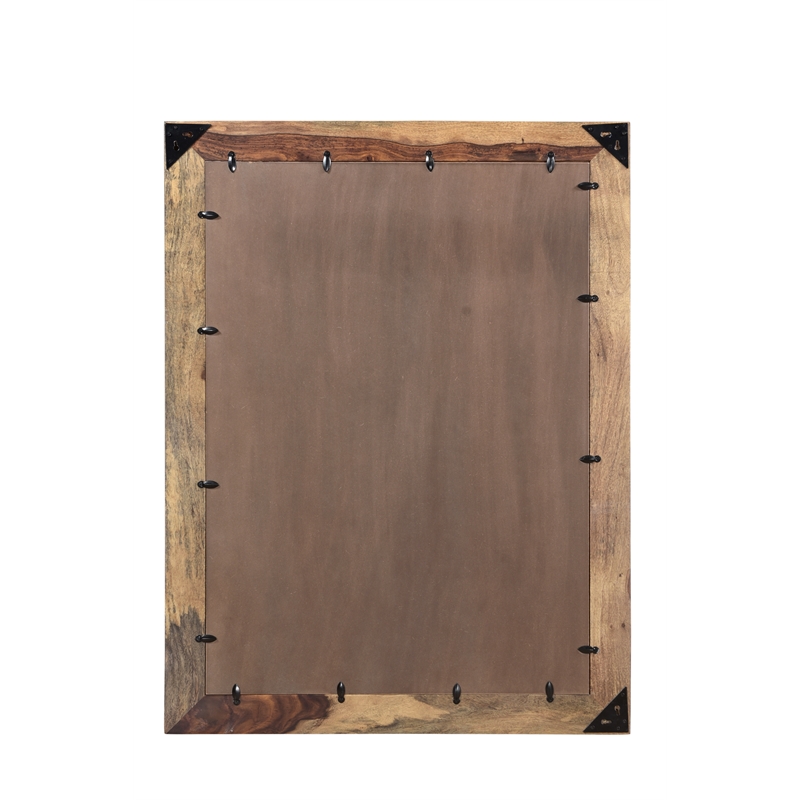 Pemberly Row Live Edge Solid Wood Accent Mirror in Dark Brown