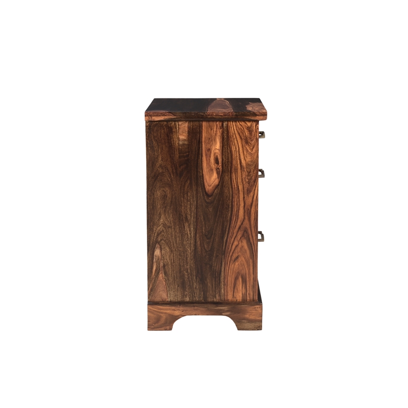 Pemberly Row 3-drawer Live Edge Solid Wood Filing Cabinet in Dark Brown