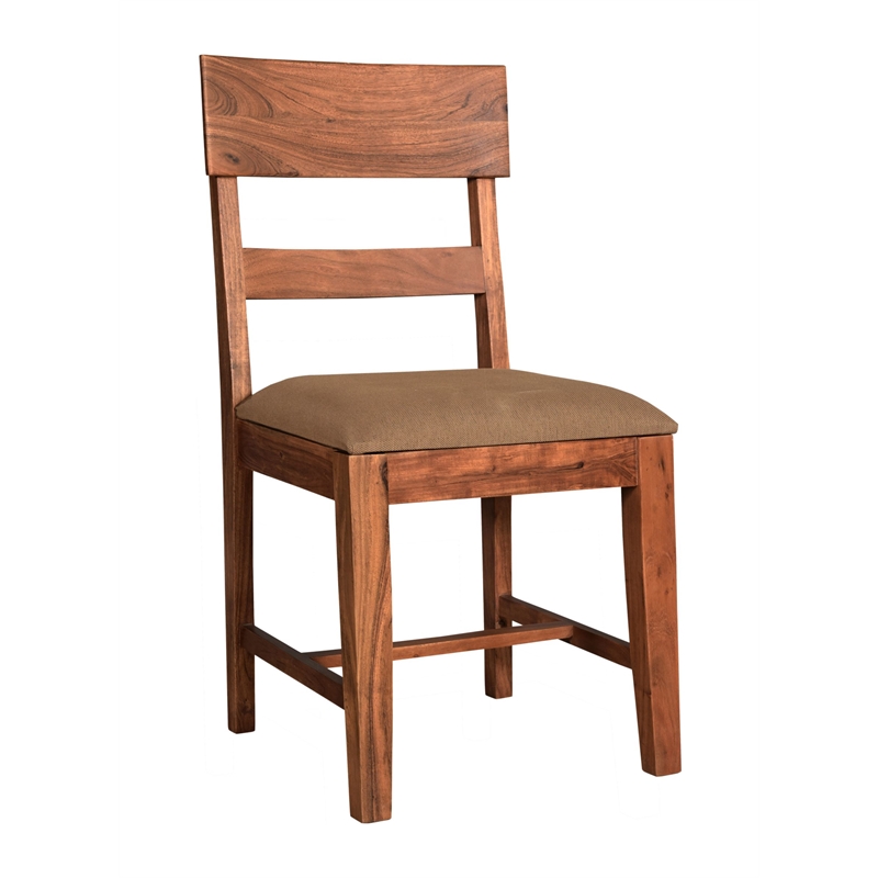 Pemberly Row Upholstered Solid Wood Dining Chairs (Set of 2) in Brown
