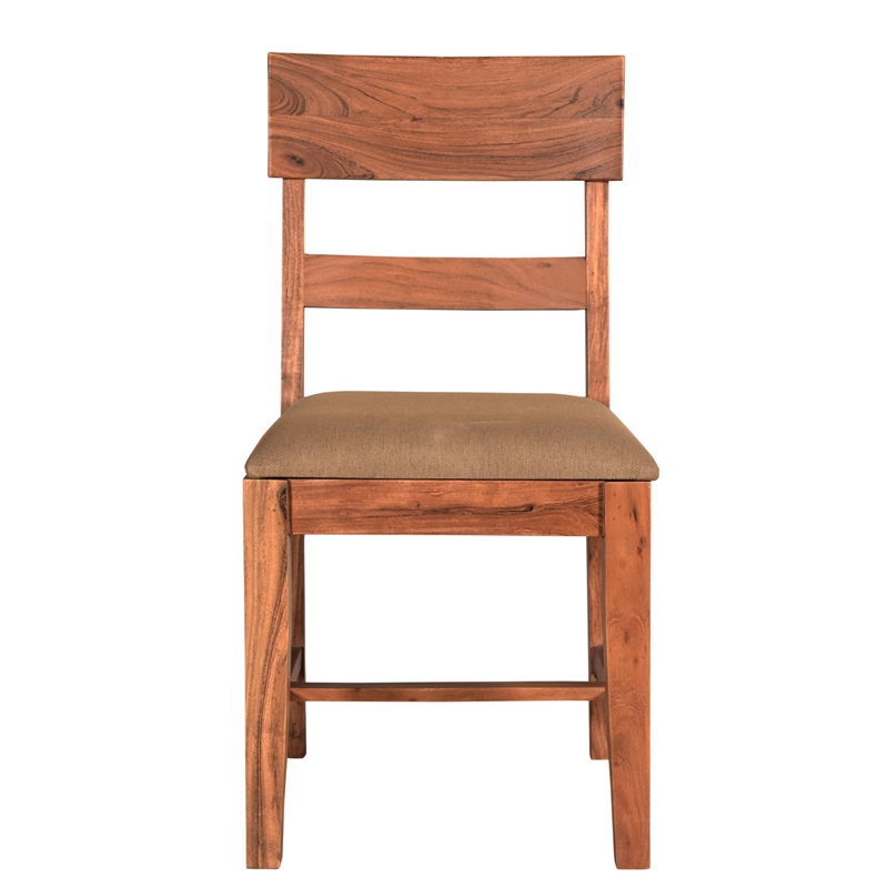 Pemberly Row Upholstered Solid Wood Dining Chairs (Set of 2) in Brown