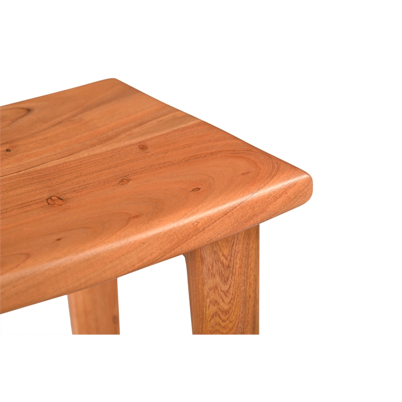 Pemberly Row Mid-Century Solid Wood Bar Stool in Brown Finish