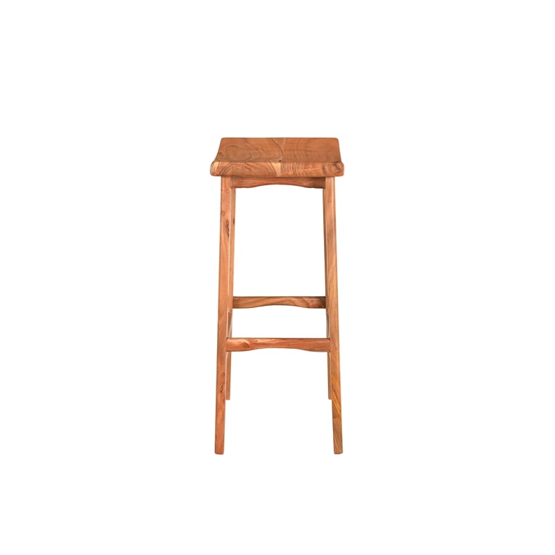 Pemberly Row Mid-Century Solid Wood Bar Stool in Brown Finish