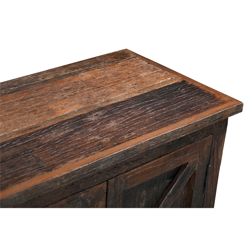 Pemberly Row Farmhouse 6-Door Solid Wood Sideboard in Dark Brown