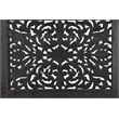 Pemberly Row Floral Carved Solid Wood Queen Panel Bed in Black