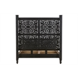 Pemberly Row Floral Carved Solid Wood Queen Panel Bed in Black