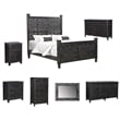 Pemberly Row Floral Carved Solid Wood Queen Panel Bed in Black