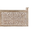Pemberly Row Floral Carved Solid Wood Queen Panel Bed in Gray