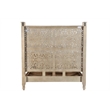 Pemberly Row Floral Carved Solid Wood Queen Panel Bed in Gray
