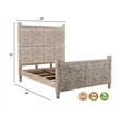 Pemberly Row Floral Carved Solid Wood Queen Panel Bed in Gray
